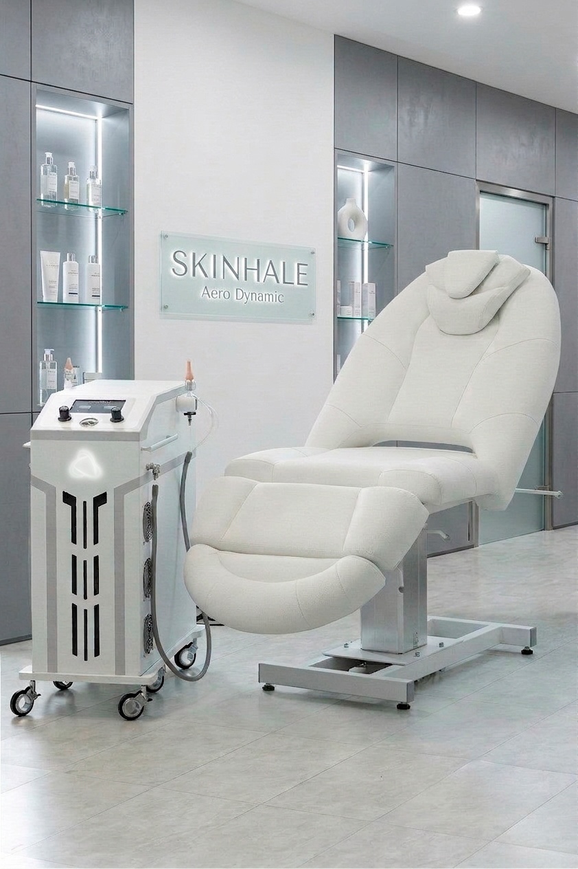 Кабинет SkinHale: кресло, аппарат Aero Dynamic и вывеска SKINHALE